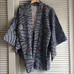 Japanese Women’s Shibori Silk Haori Kimono Coat Vintage